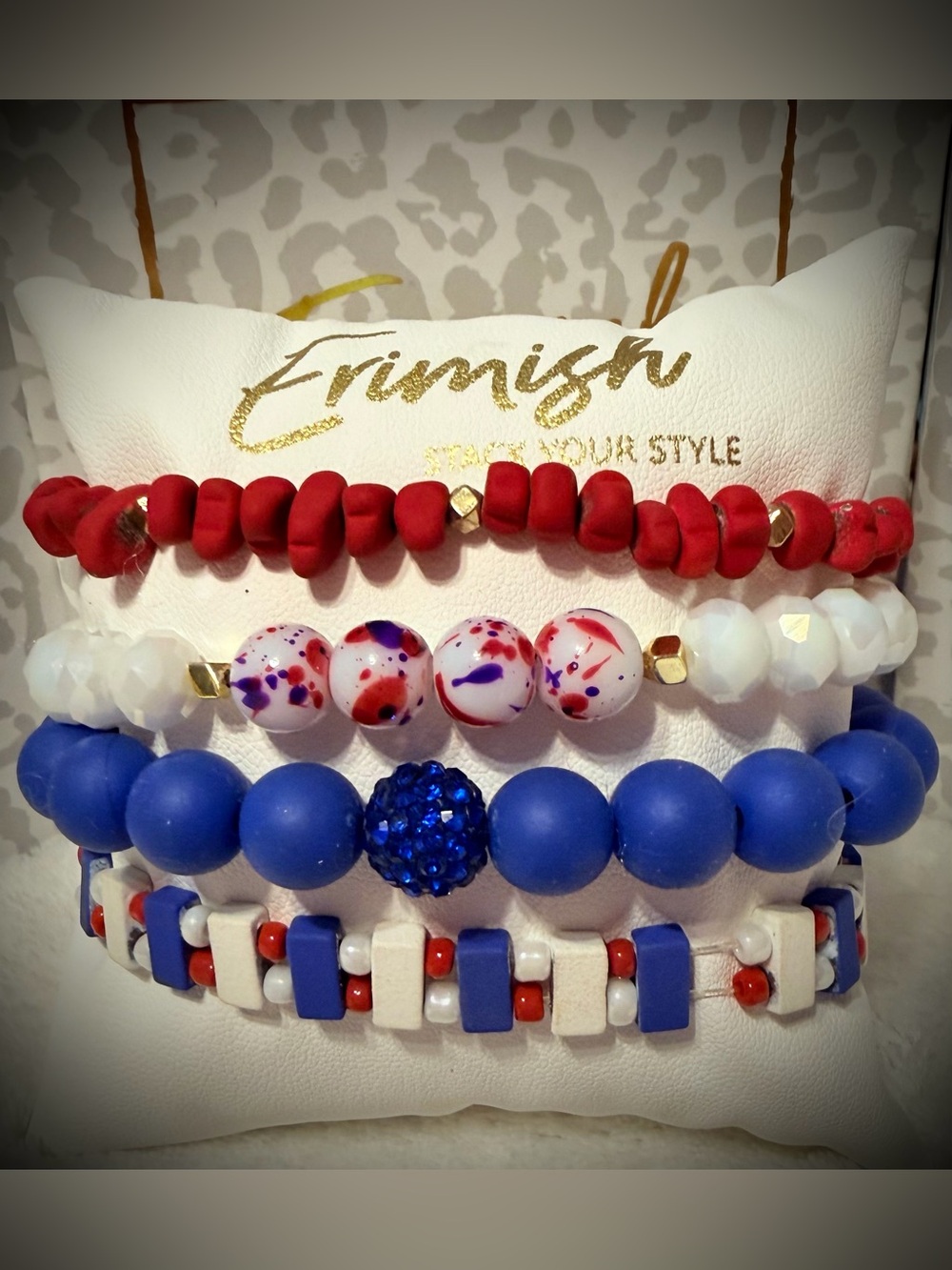 New ERIMISH Bracelets 4 pc Stack - Red, White & Blue